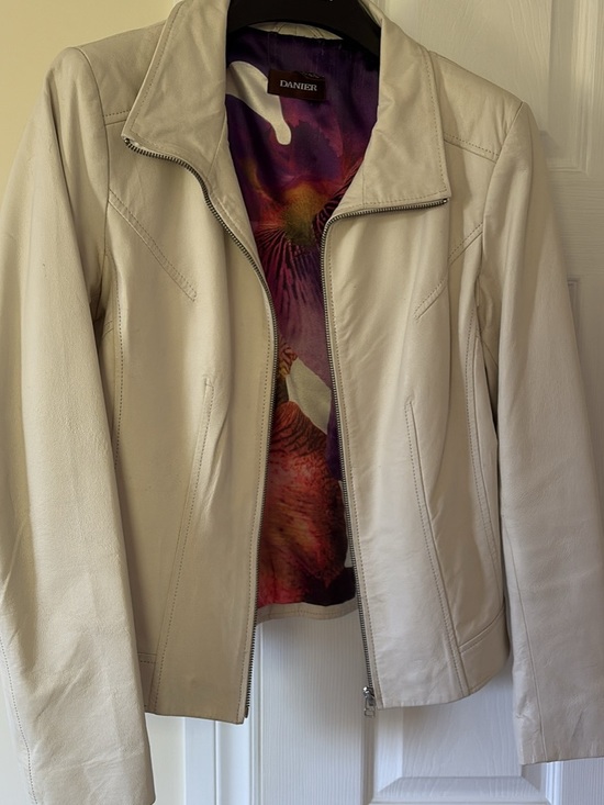 Danier Jackets & Blazers - Danier Light Beige Leather Jacket with Colorful Lining